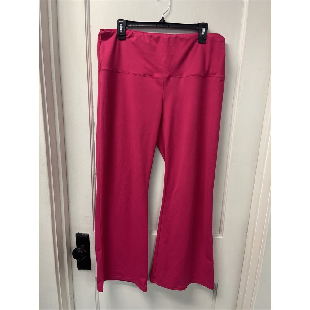 Ododos Women Pink Flare Leg  Active Pants 2XL